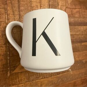 Indigo White Ceramic Mug- letter K